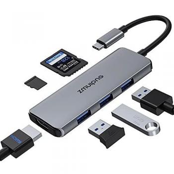 USB C Hub Multiport Adapter, 6 in 1 USB Type C Dongle Mac Accessories Converter with 4K HDMI, 3 USB 3.0, SD/TF Card Reader for MacBook Pro Air 2021 2020 2019 M1, Surface Go, Dell XPS 13 15 and More