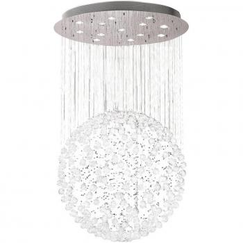 Colgante de racimo Colorado Esfera Grande 13 Luces Cromo Pulido Cristal