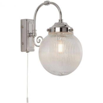 Aplique de baño Belvue Acero Cromado 1 bombilla E14 27cm Cristal