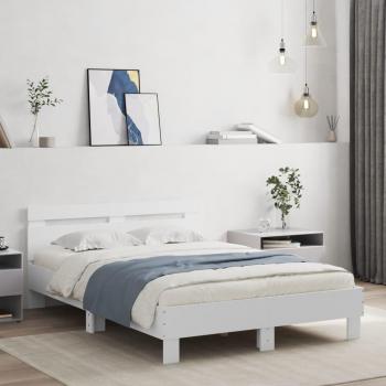Cama con cabecero y luces LED blanco 120x190 cm