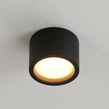 Downlight Arcchio Nieva, GX53, negro, redondo, moderno, hecho de aluminio para pasillos, 1 llama