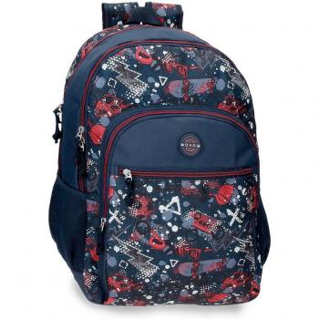 Mochila escolar Movom Free Time adaptable, dimensiones 33 cm x 46 cm x 17 cm, fabricada en Poliéster, multicolor, con dos compartimentos