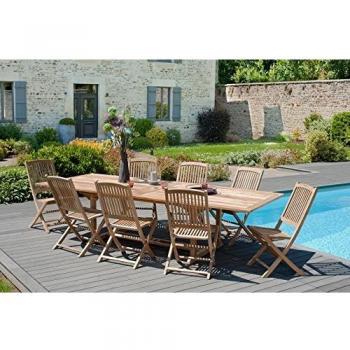 Mesa de jardín extensible rectangular de madera de teca para 10/12 personas 200/300 x 120 cm