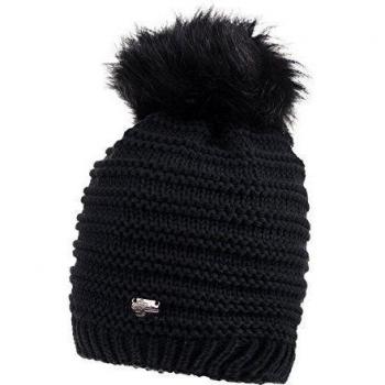 maximo Mütze mit Echtfellpompon-Gorro Niñas,  
 Negro