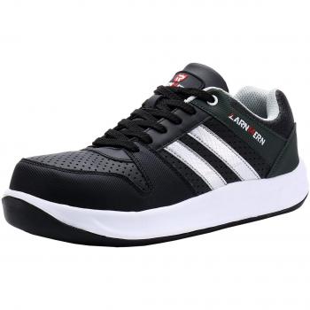 LARNMERN Zapato de Seguridad,con Aspecto de Deportiva de Piel LM-1726 de Gamuza,con Tapa de Acero con Suela Antideslizante Caucho Blanco y Negro 43 EU