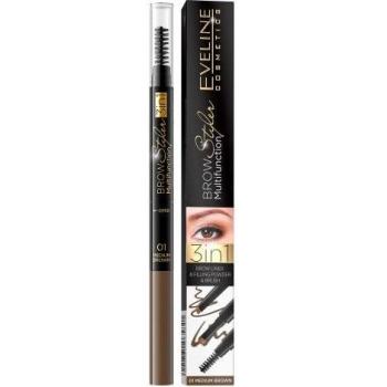 Eveline Brow Styler Multifunction 3in1 Lápiz de Cejas Tono 01 Medium Brown 1,2 g