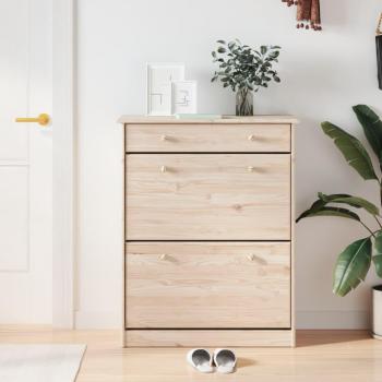 Zapatero alto de madera maciza de pino 77x35x96 cm Marrón
