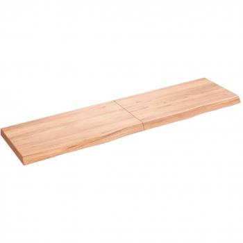 vidaXL Wall Shelf - Light Brown, 120x30x(2-4) cm, Treated Solid Wood Oak