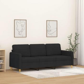 vidaXL 3-Seater Black Fabric Sofa 180 cm