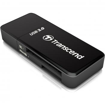 Transcend RDF5 - Lector de Tarjetas conector USB tipo A, USB 3.1 Gen 1, ranura SD y microSD, Negro