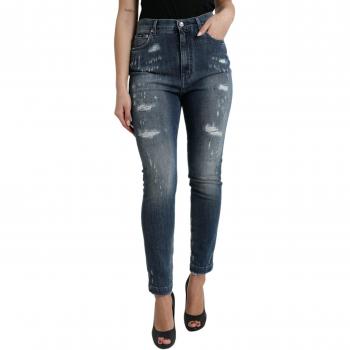 Dolce & Gabbana Dark Blue Distressed GRACE Skinny Denim Jeans - IT40|S, Female, Skinny Jeans, Blue, Size: XS