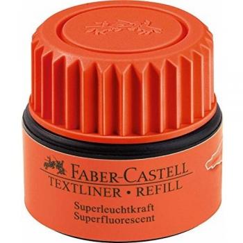 Tinta de Recarga Faber-Castell Textliner 1549 Fluorescente Color Naranja Sistema Capilar Frasco 30 ml