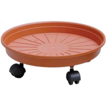 Plato Redondo con Ruedas de Plástico Terracota para Maceta de 35 cm