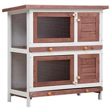 vidaXL Outdoor Rabbit Hutch 4 Doors Brown Wood