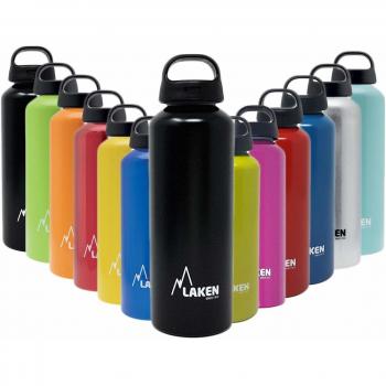 Laken Classic Botella de Agua Cantimplora de Aluminio con Tapón de Rosca y Boca Ancha 750ml Negro Mate