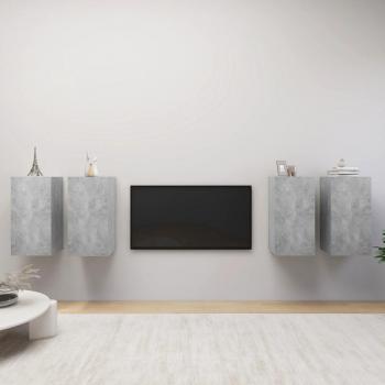 Mueble de TV vidaXL 4 uds aglomerado gris hormigón 30,5x30x60 cm