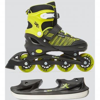 Tempish Patines en Línea y de Hielo Orin Duo, color negro y lima, modelo 2 en 1, con rodamientos ABEC5, talla ajustable 30-33