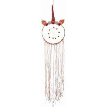 Atrapa Sueños Licorne Rosa 18x76 cm con Pompones y Decoración Infantil