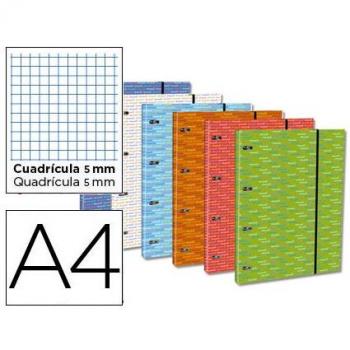 Carpeta con Recambio Liderpapel A4 Cuadro 5 mm 120 Hojas 80 G Forrada 4 Anillas 40 mm Redondas