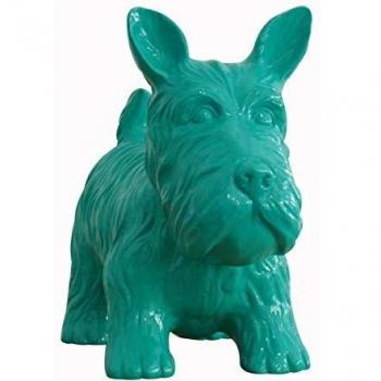 Figura Decorativa Perro Schnauzer Kuatéh de Poliresina 38x18x31 cm Verde