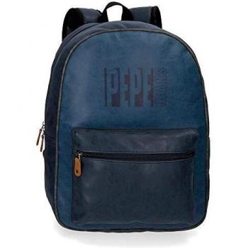 Pepe Jeans Max Mochila Adaptable para Portátil 15,6 Azul 32x42x15 cms Piel Sintética 20.16L