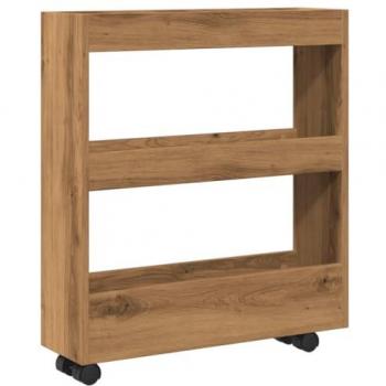 Carro de almacenaje estrecho 3 niveles madera roble artisian Vidaxl Marrón