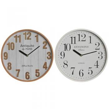 Reloj de Pared Home ESPRIT Blanco Cristal Madera MDF 32 x 4,5 x 32 cm (2 Unidades)