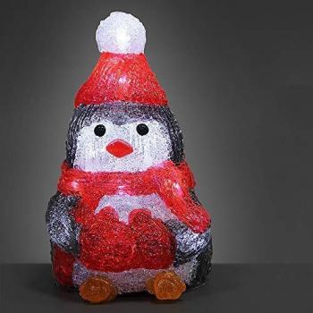 Figura Navideña Acrílica Pingüino LED Multicolor para Decoración Interior y Exterior