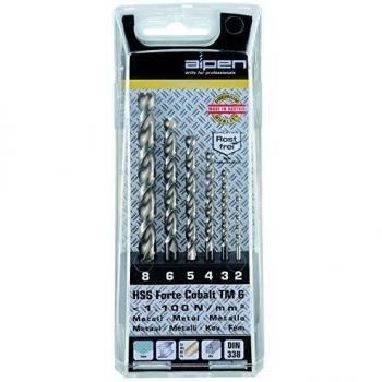 Alpen HSS Cobalt Forte 100616100, DIN 338, diámetro 2-8 mm, set de 6 piezas en caja de plástico