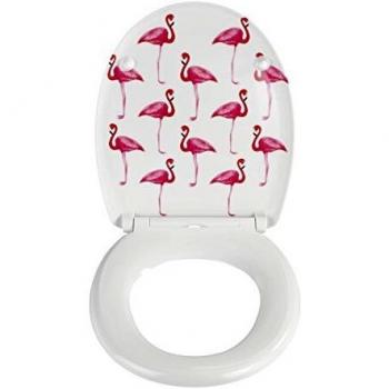 Wenko Flamingo Fix-Clip Asiento de Inodoro, Duroplast,, 45x38x3 cm