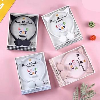 Auriculares Estéreo con Micrófono para Niños Cute Face con Diseño de Orejas de Gato