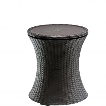 Keter Pacific - Mesa Auxiliar con Nevera Integrada para Jardín, Diseño Rattan en Marrón