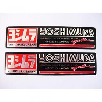 3D red / chrome YOSHIMURA stickers decals adhesivo - set of 2 pieces