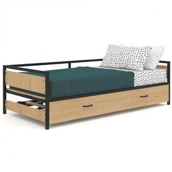 Banco cama convertible 90 x 190 cm a 180 x 190 cm estilo industrial
