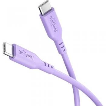 Cable USB-C a USB-C de Silicona 1.5 m - Carga Rápida 60 W PD, Transferencia de Datos 480 Mbit/s, Flexible y Anti-Enredos, Lila