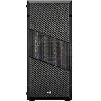 Gabinete Gamer Mid Tower Aerocool Menace Saturn FRGB Negro con Ventana de Cristal Templado y 2 Puertos USB 3.0