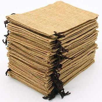Leeyunbee 30PCS 10x15cm Bolsas de Yute, Bolsitas de Yute, Sacos de Yute, Bolsa de Arpillera Natural con Cordón para Regalo, Joyeria, Calendario de Adviento, DIY, Bodas, Fiesta, Navidad.