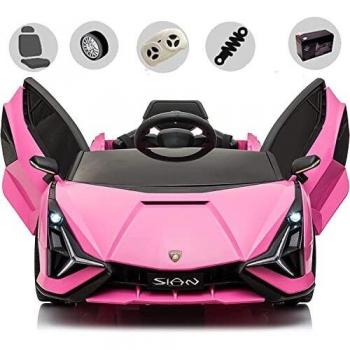(VERSIÓN Top) Coche Eléctrico para Niños Lamborghini SIAN 12V, Asiento en Polipiel, Ruedas de Goma