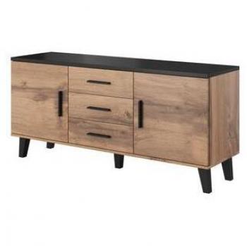 Armario Comedor Lotta KO152D3 Wotan + Negro Mate 150 cm con 2 Puertas y 3 Cajones
