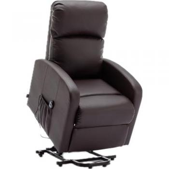 Sillón Reclinable Eléctrico Astan Hogar Relax Chocolate con Función Levanta Personas y Tapizado en PU Anti-Cuarteo