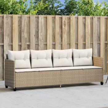 Tumbona de Polyrattan con almohadas beige