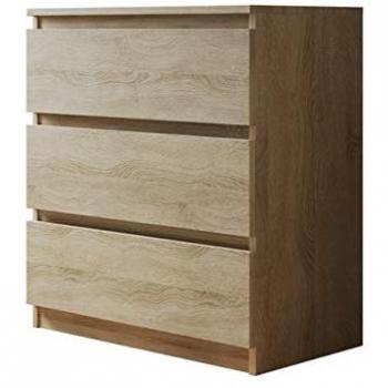 Cómoda Comfivo 159, Roble Sonoma, con 3 cajones, dimensiones 77x70x40cm
