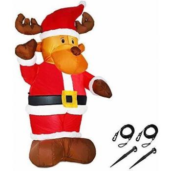 Reno Inflable XL 135cm con Luces LED y Material de Fijación IP44 para Decoración Navideña
