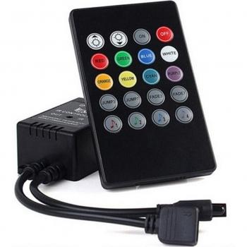Control Remoto IR de 20 Teclas con Sensor de Sonido para Tiras LED RGB DC12V