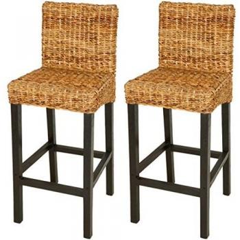 vidaXL Set of 2 Abaca Bar Stools