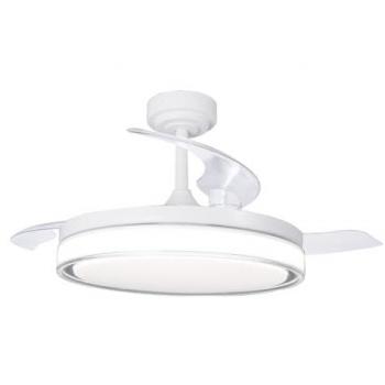 Ventilador LED aspas retráctiles Aneto Blanco 72W 7920Lm IP20 fabricado en acero, PMMA y ABS color blanco regulable con tecnología CCT