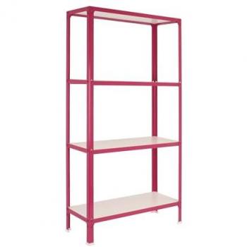 Estantería Simonrack CLICK WOOD MINI 4/300 Rosa/Blanco, sin tornillos, 4 estantes de madera, dimensiones 1600x800x300 mm, estilo industrial, metálica