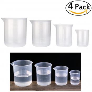 UEETEK 4pcs plástico 50ml 150ml 250ml 500ml graduado vasos Cup