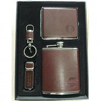 Juego de petaca de piel con estuche de cigarrillos, 15gb USB Stick y pm1085