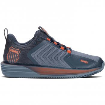 K-Swiss Ultrashot 3 Zapatilla Tierra Batida Hombres Gris Azulado Naranja 44.5